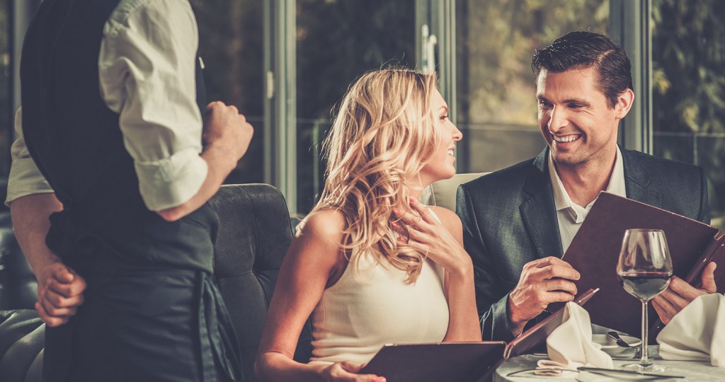 honeymoon couple at dinner